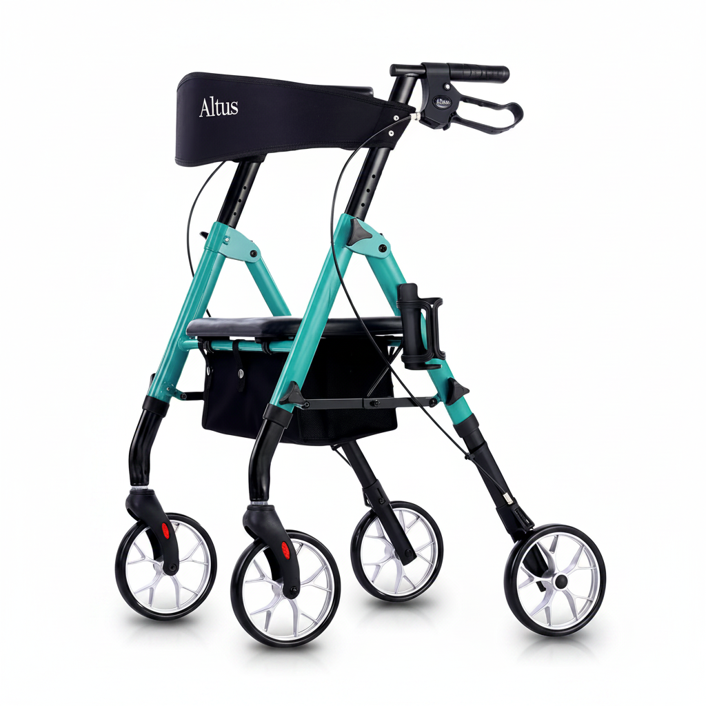 Altus Classic Rollator Walker with Seat — Folding Mobility Aid - ALTUS-METRO-TEAL