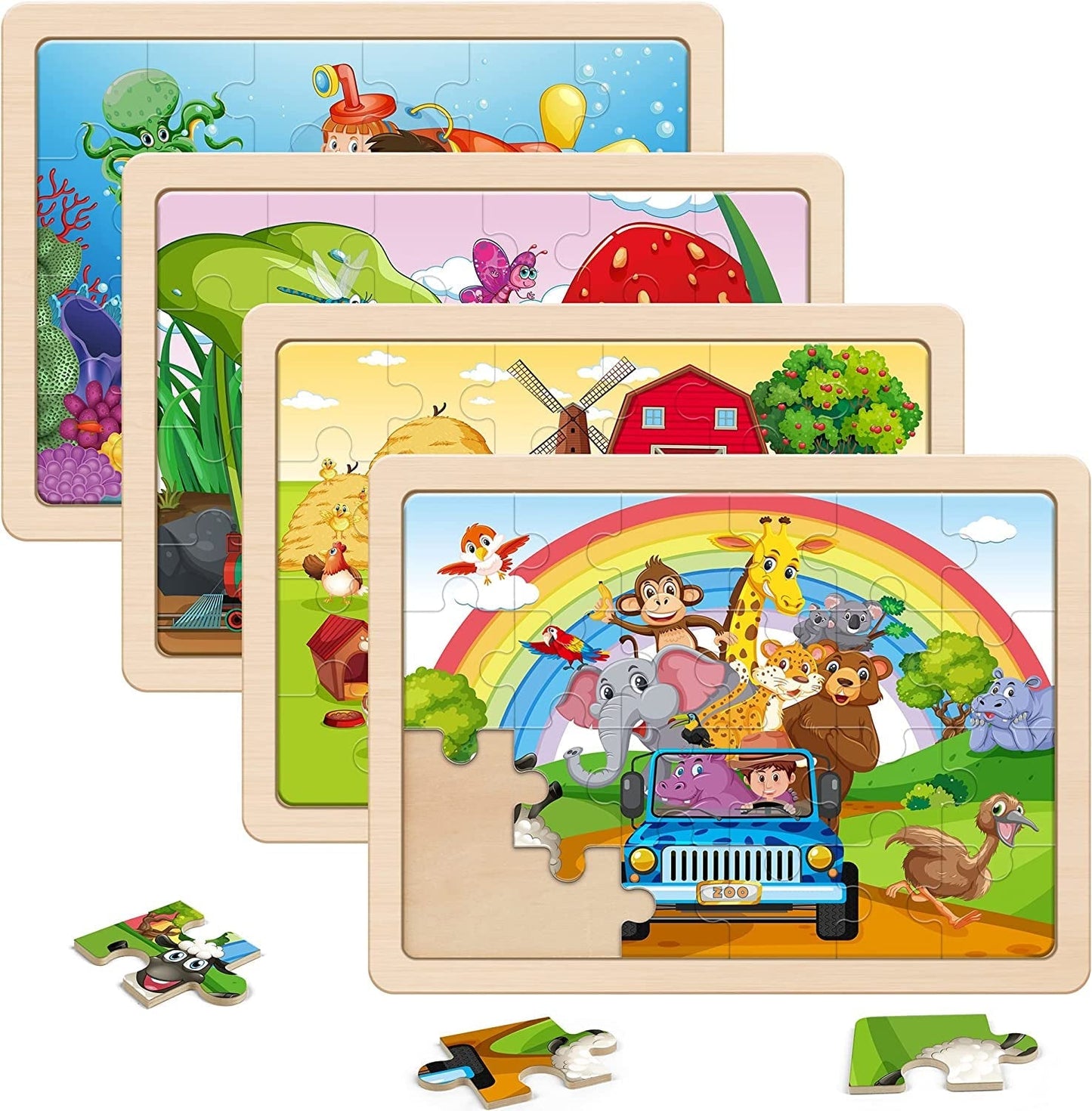 24 Wood Jigsaw Puzzles Educational Brain Teaser