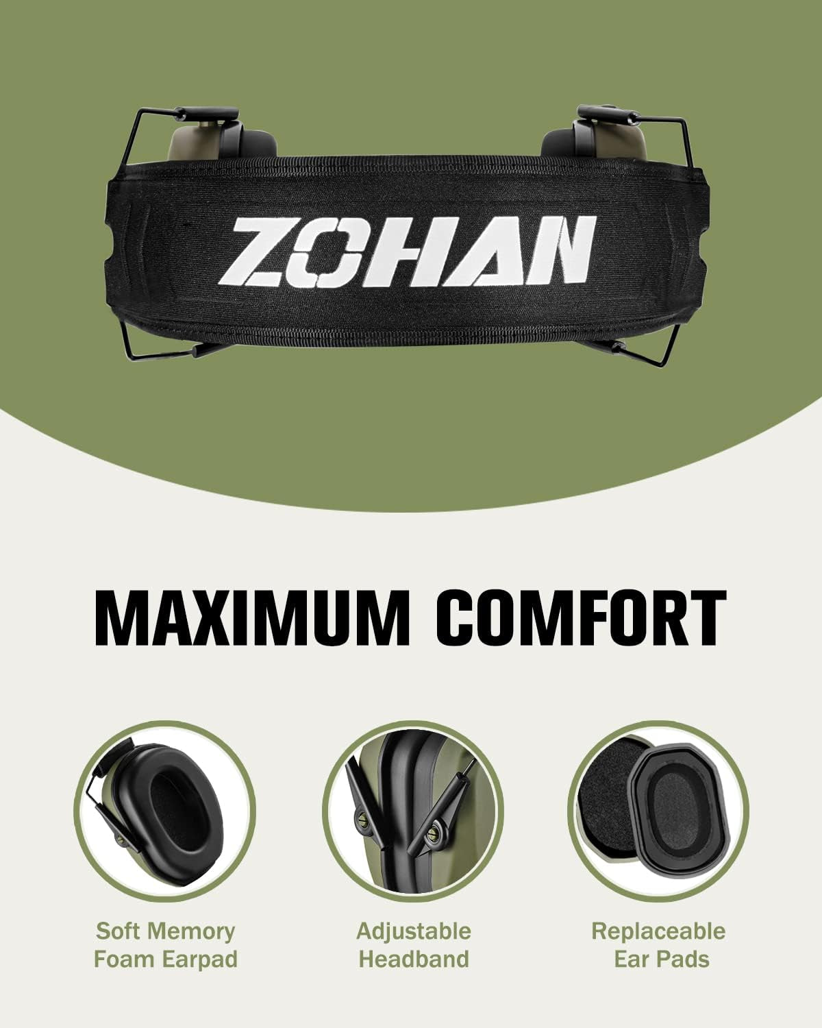 EM018 Shooting Ear Protection Noise Cancelling Safety Muffs NRR 27Db, Hearing Protection for Shooting, Hunting, Mowing