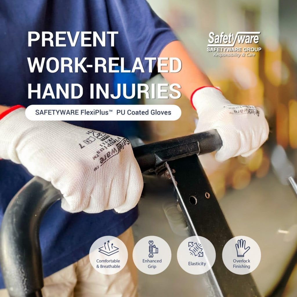 Flexiplus PU Coated Work Safety Gloves for Gardening Mechanic Construction General Purpose