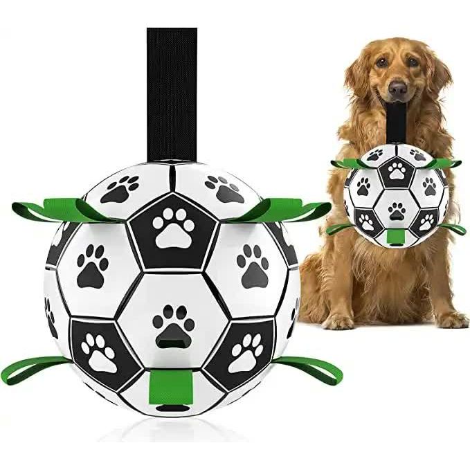 19*19cm Interactive Dog Toy Soccer Ball with Rope | Outdoor Fetch & Tug Play for Dogs | Training & Exercise Pet Toy