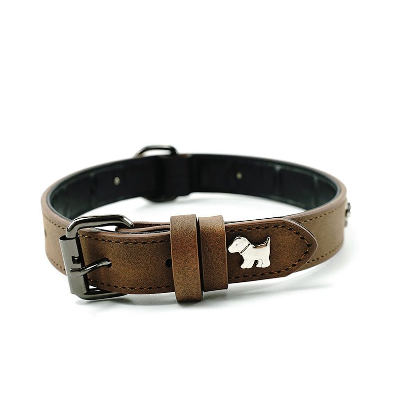 2 PCS Coffee Soft Leather Dog Collar - Adjustable & Durable for Medium/Large Dogs M-(58*2.5cm)