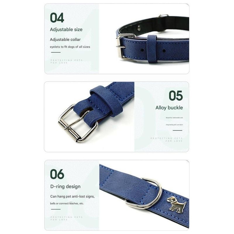 2 PCS Green Soft Leather Dog Collar - Adjustable & Durable for Medium/Large Dogs M-(58*2.5cm)