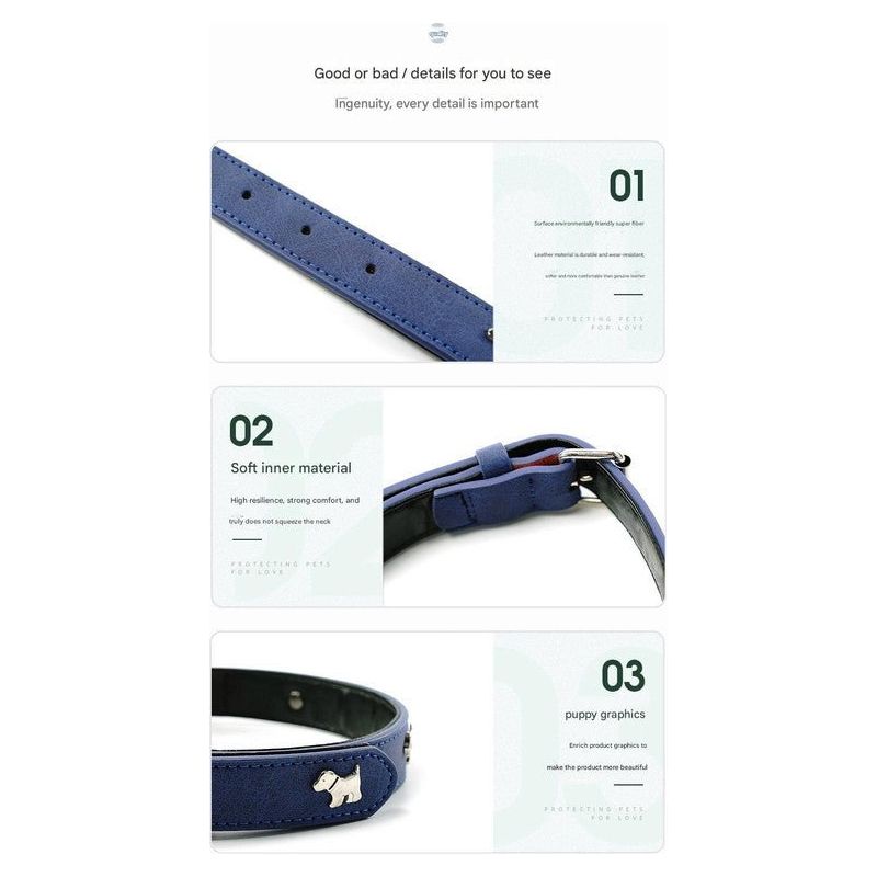2 PCS Green Soft Leather Dog Collar - Adjustable & Durable for Medium/Large Dogs M-(58*2.5cm)