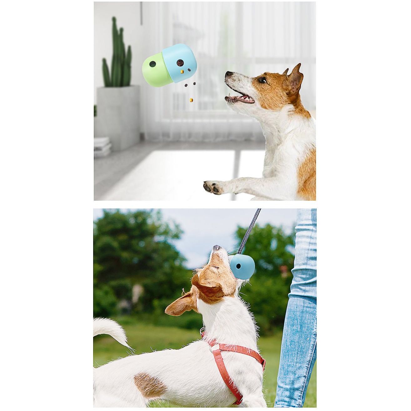 2 Pcs Light Green And Green Interactive Pet Treat Dispensing Ball - Food-Grade Silicone Rolling Toy for Dogs with 1.5 cm Leakage Hole