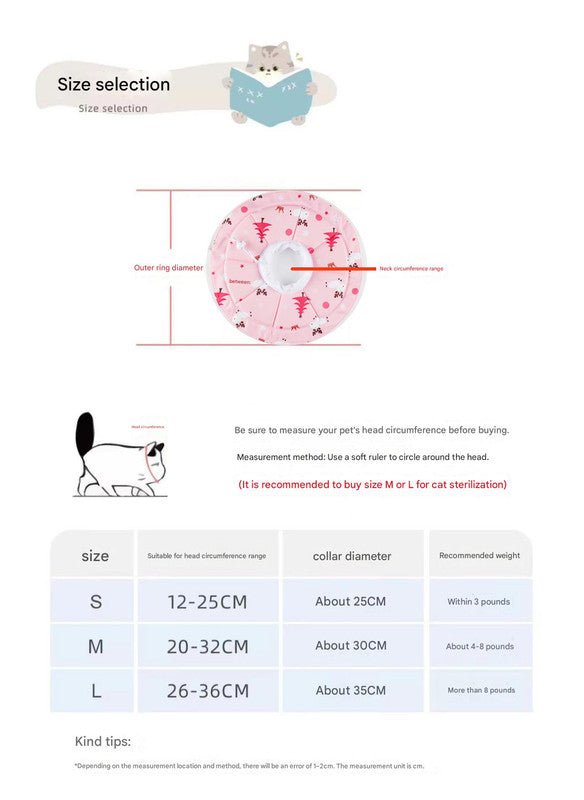 2 Pcs Size M Pink Comfortable Pet Recovery Collar | Waterproof Anti-Lick Collar for Cats & Dogs