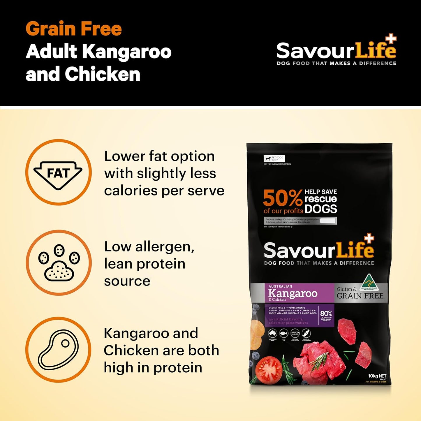 CART52 Australian Grain Free Kangaroo for Adult Dog, 2.5 Kilograms