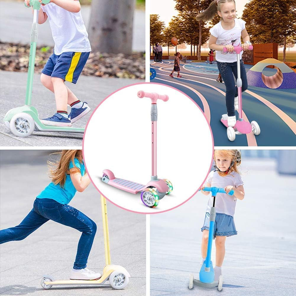 Scooter for Kids Kick Scooter for Toddler Girls Boys Scooter Kids 3 Wheel Scooter with Adjustable Height and Light-Up Wheels Scooter for Children Ages 3-12