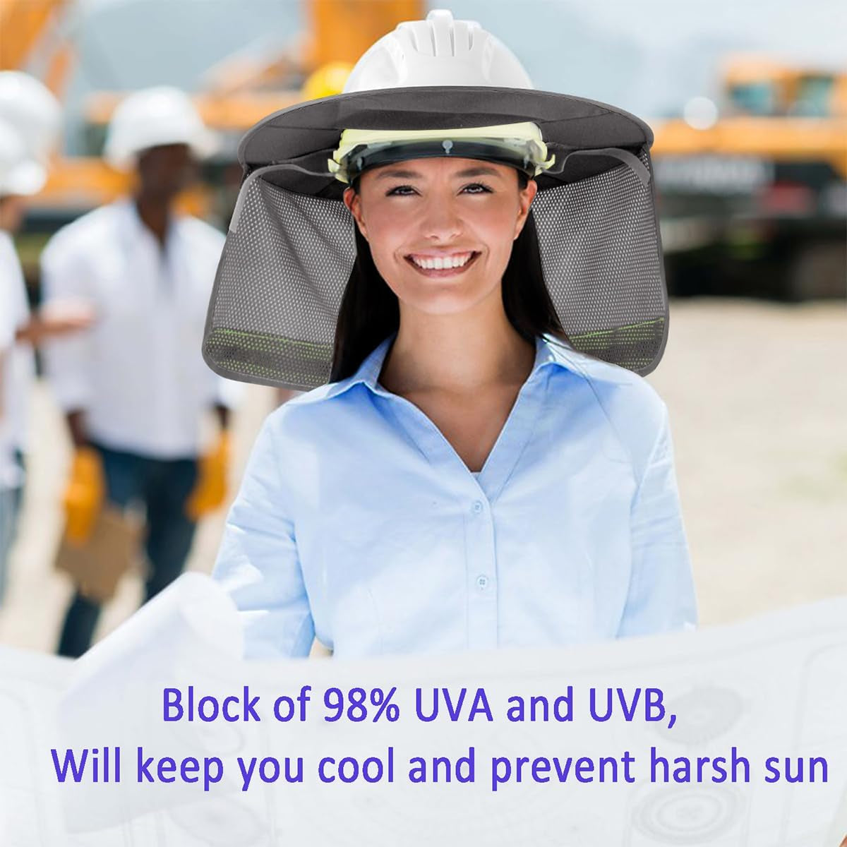 Hard Hat Sunshield - Upgrade Full Brim Neck Sunshade Cover with Reflective Strip for Hardhats