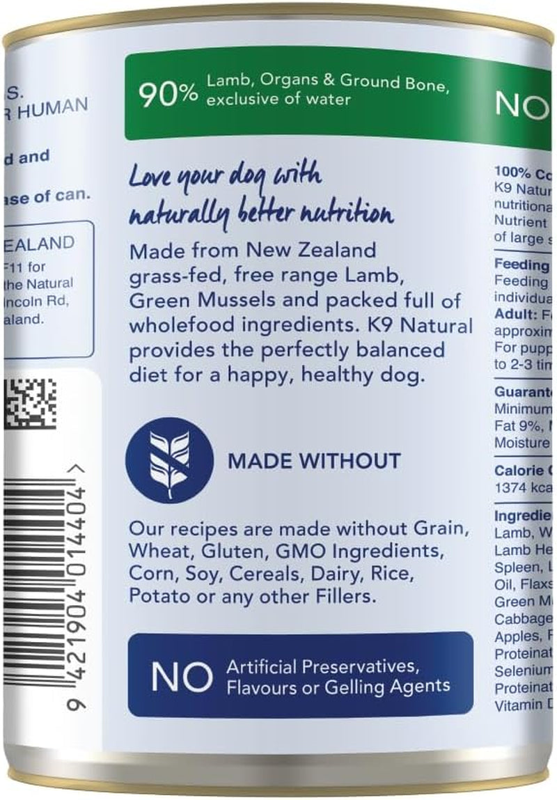 Bpa-Free & Gelatin-Free Canned Dog Food, Lamb 370G 12 Pack