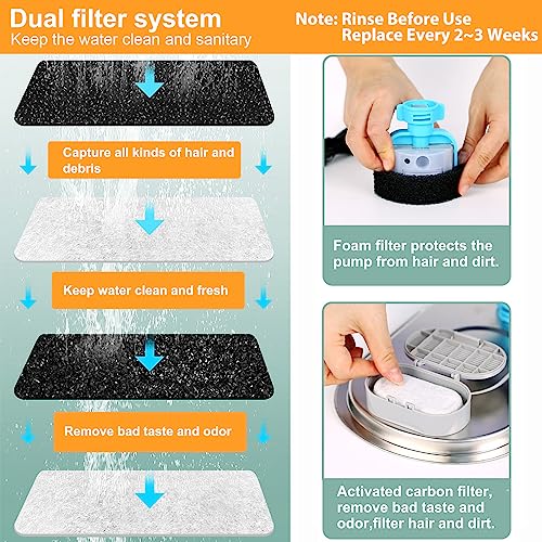 OMIPAWZ 3.2L Cat Water Fountain Stainless Steel with