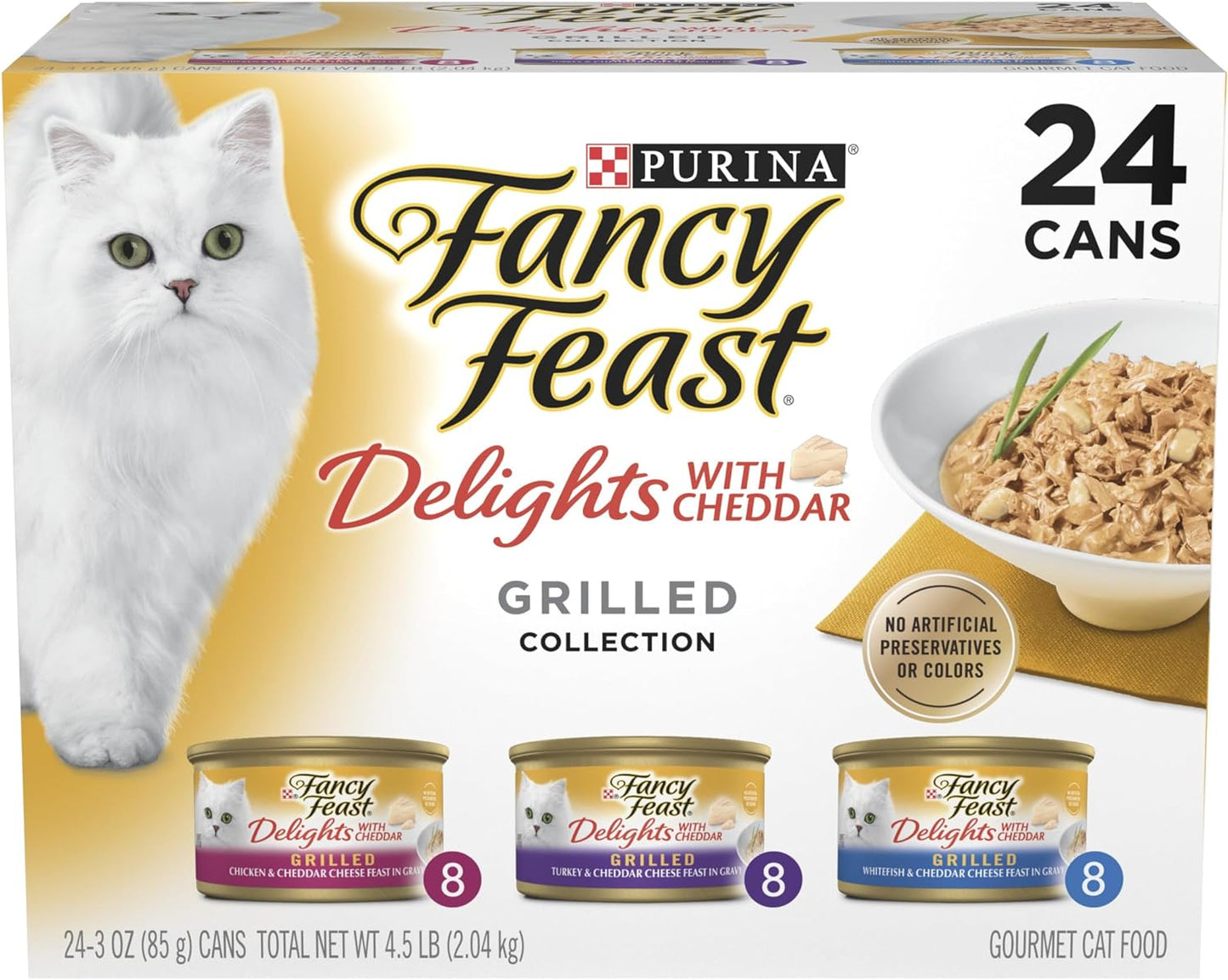 FANCY FEAST Delights with Cheddar Adult Wet Cat Food Grilled Collection 24X85G