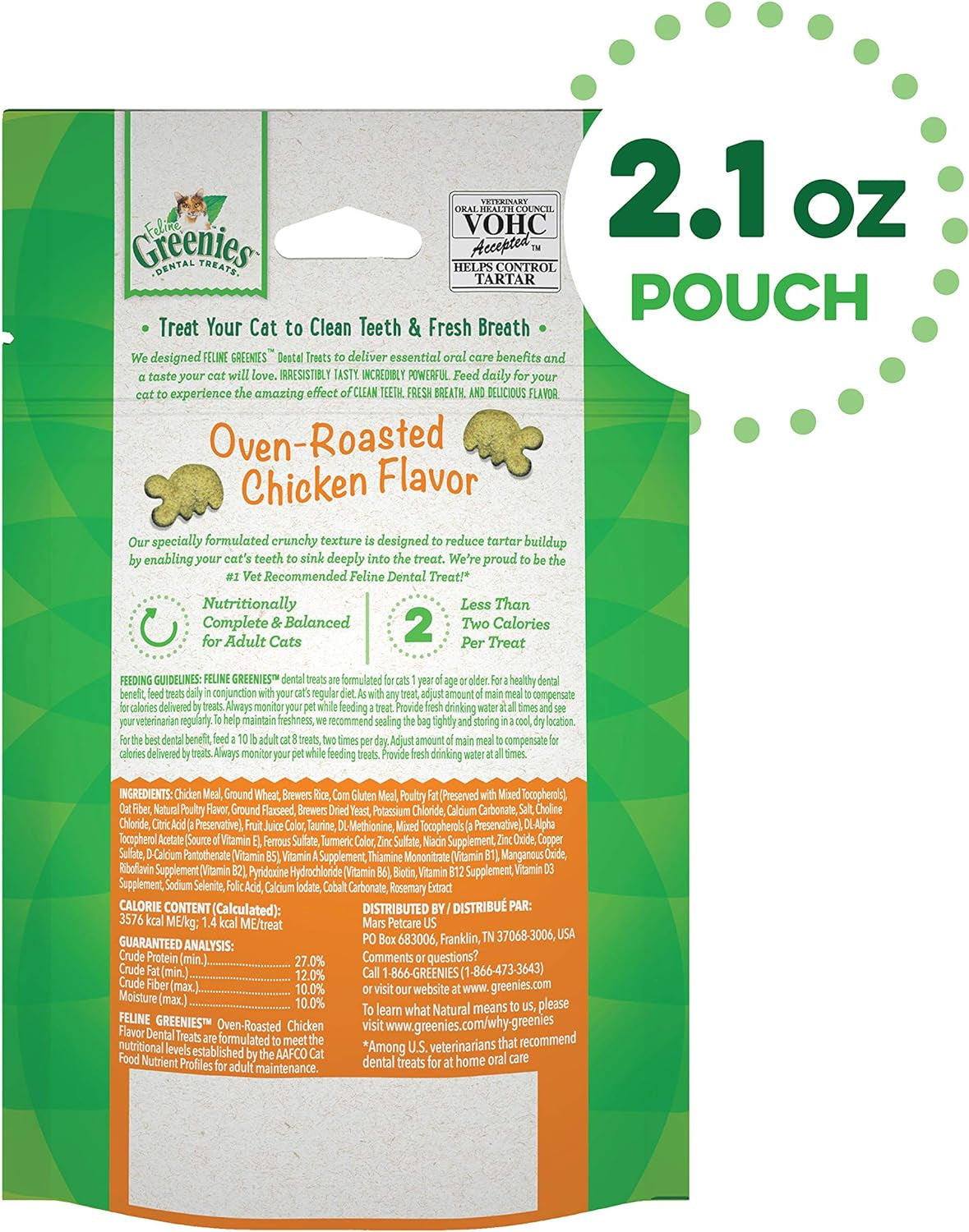 Feline Dental Cat Treats Oven-Roasted Chicken Flavour 60G
