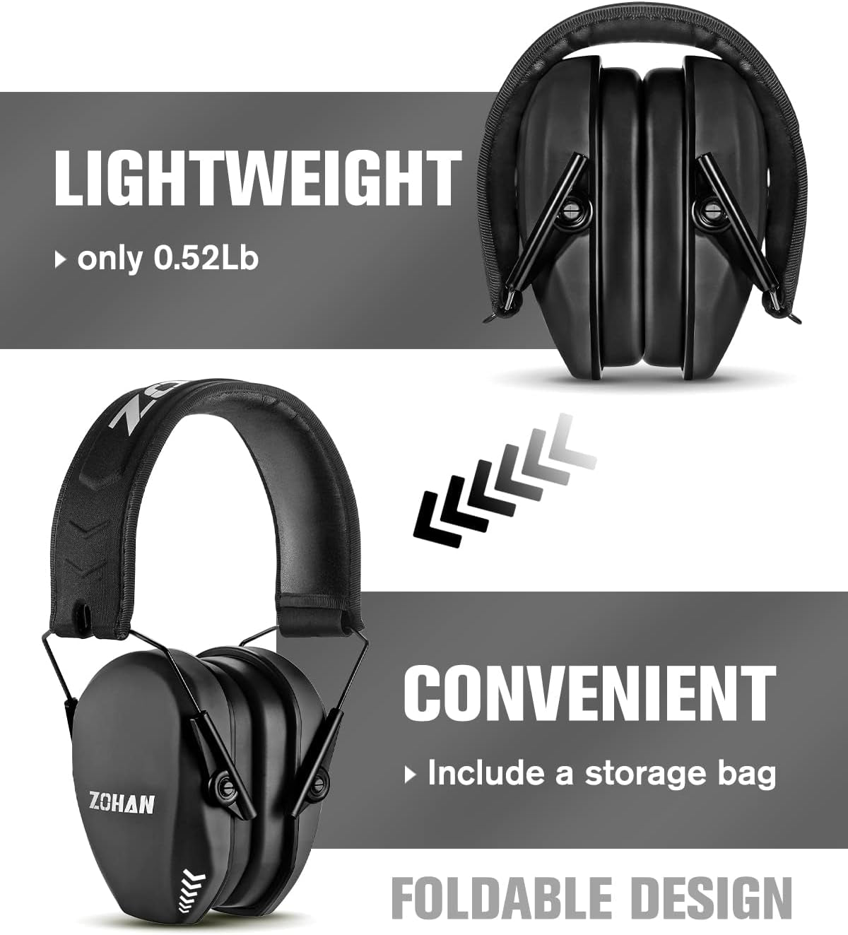 EM018 Shooting Ear Protection Noise Cancelling Safety Muffs NRR 27Db, Hearing Protection for Shooting, Hunting, Mowing