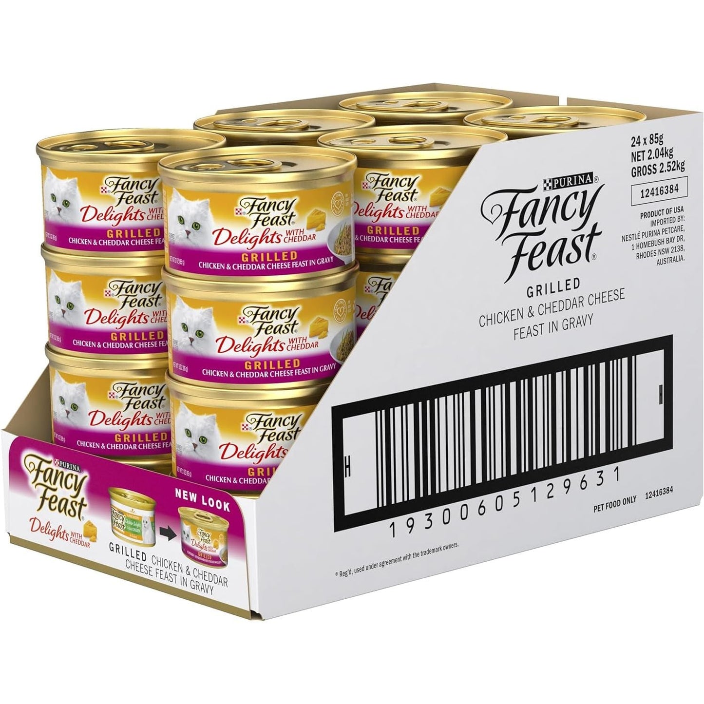 FANCY FEAST Delights with Cheddar Adult Wet Cat Food Grilled Chicken & Cheddar Cheese Feast in Gravy 24X85G