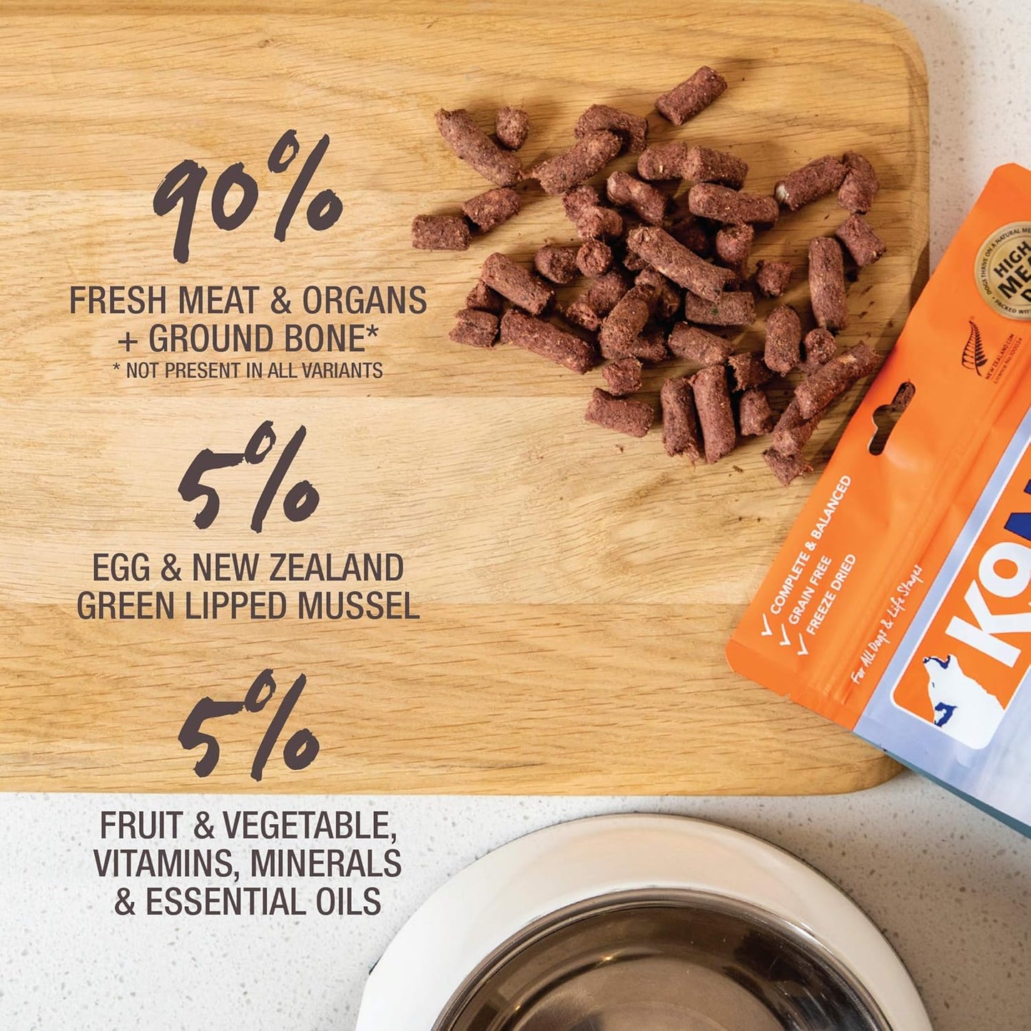 Grain-Free Freeze Dried Dog Food, Hoki & Beef 500G