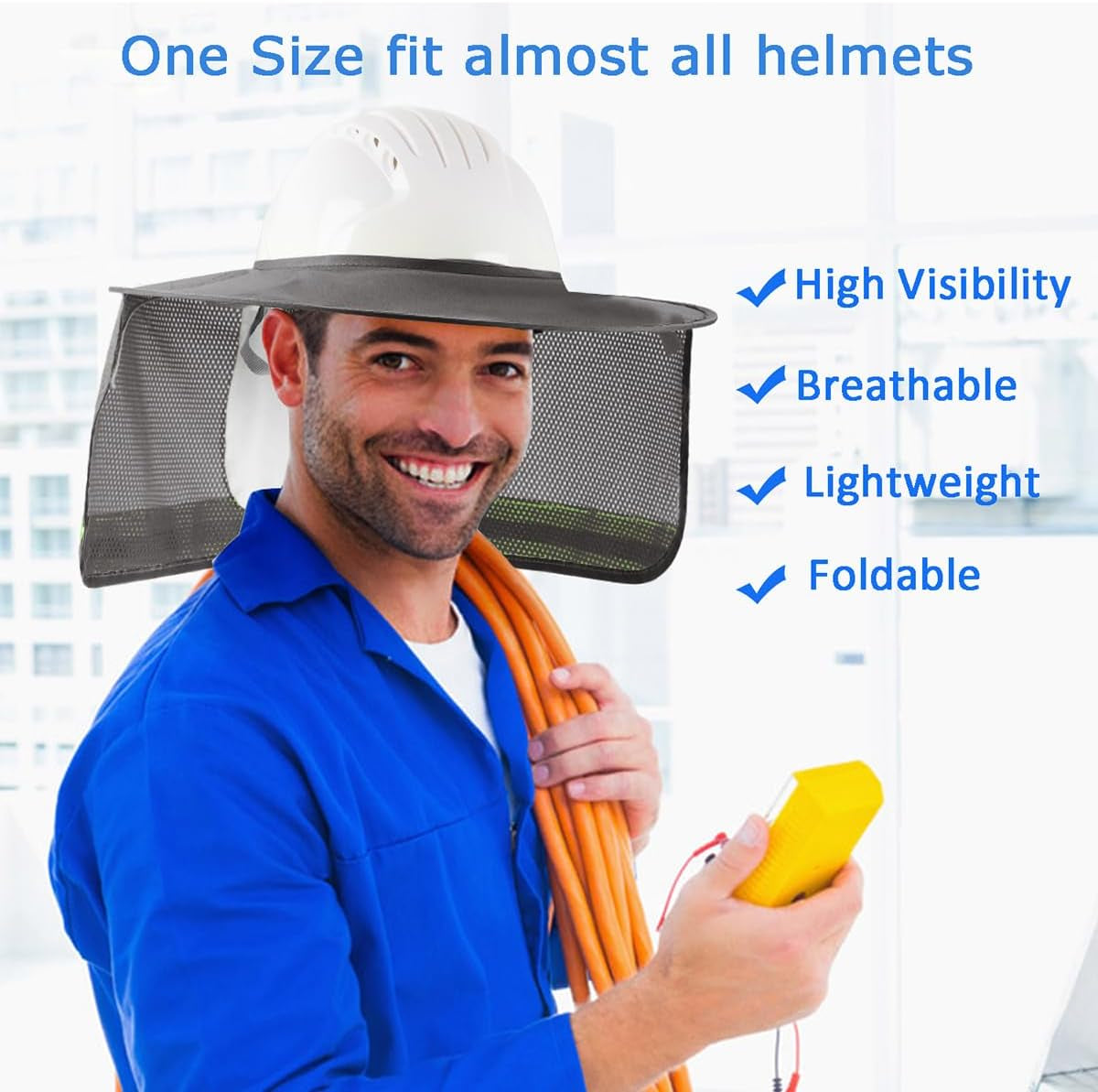 Hard Hat Sunshield - Upgrade Full Brim Neck Sunshade Cover with Reflective Strip for Hardhats