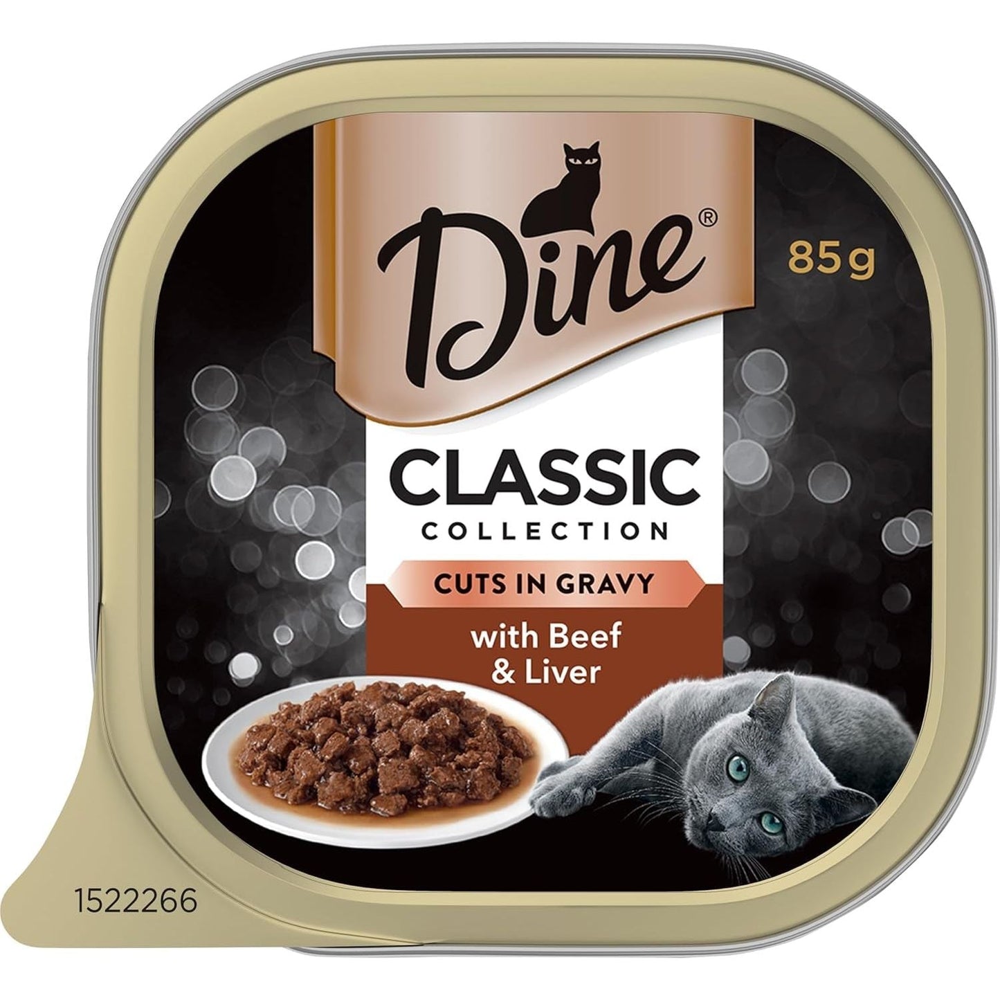 DINE Classic Collection Adult Wet Cat Food Cuts in Gravy with Beef & Liver 7 X 85G, 6 Pack (42 Trays)