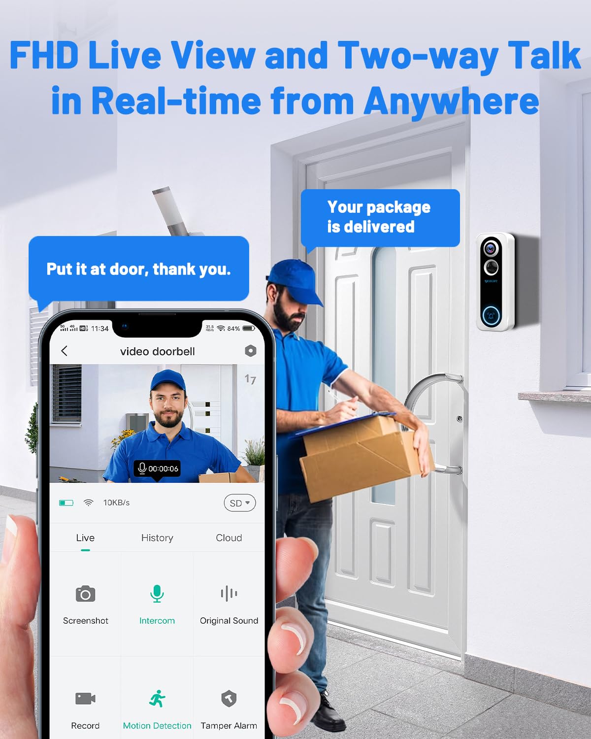 4MP Doorbell Camera Wireless Works with Alexa,