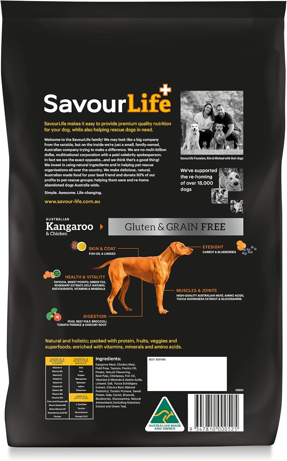 CART52 Australian Grain Free Kangaroo for Adult Dog, 2.5 Kilograms
