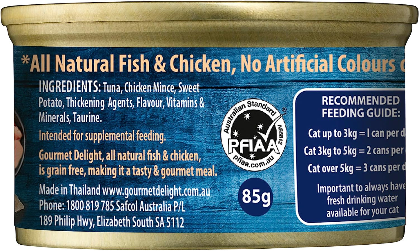 Cat Pet Food Whitemeat Tuna and Chicken Breast, 24 X 85G, 24 Piece