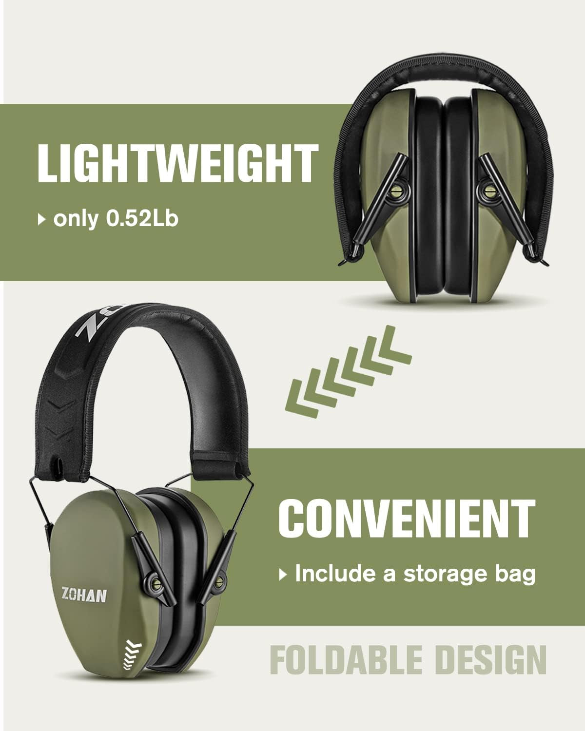 EM018 Shooting Ear Protection Noise Cancelling Safety Muffs NRR 27Db, Hearing Protection for Shooting, Hunting, Mowing