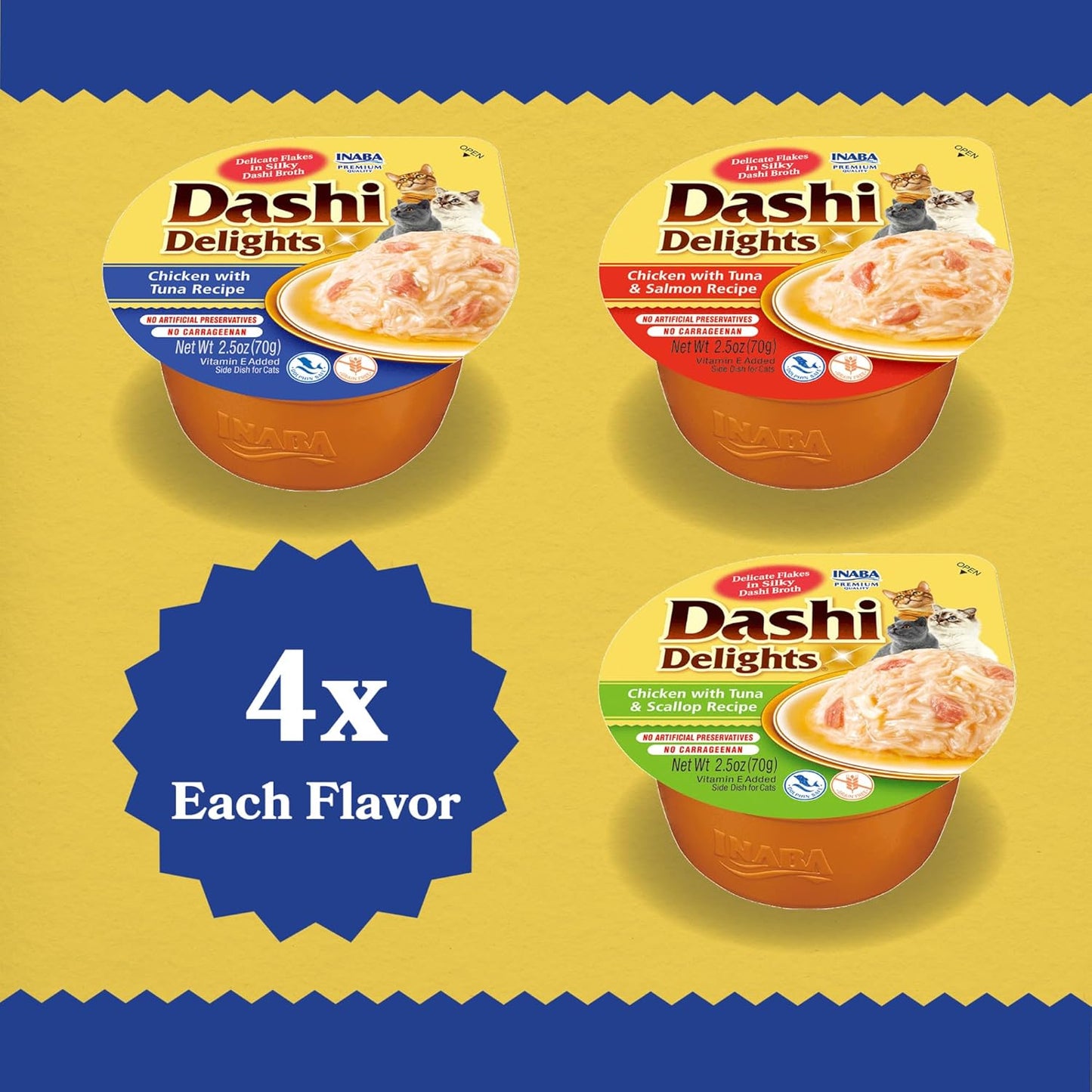 Dashi Delights Tuna Variety Pack for Cats (12 Cups X 70 G)
