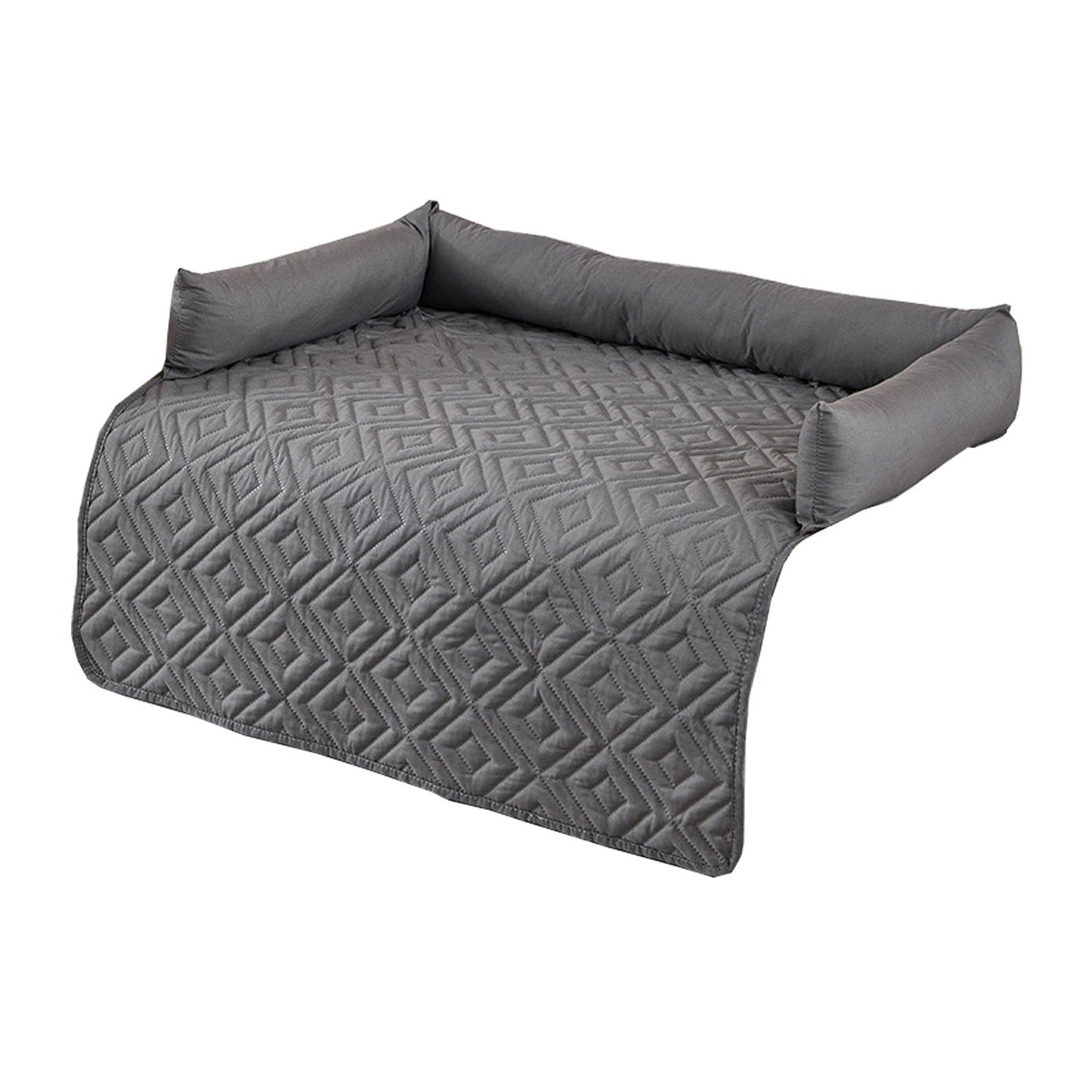 90*90CM Brown Waterproof & Scratch-Resistant Pet Sofa Protector Mat with Pillow | Cat & Dog Bed, Washable, All-Season