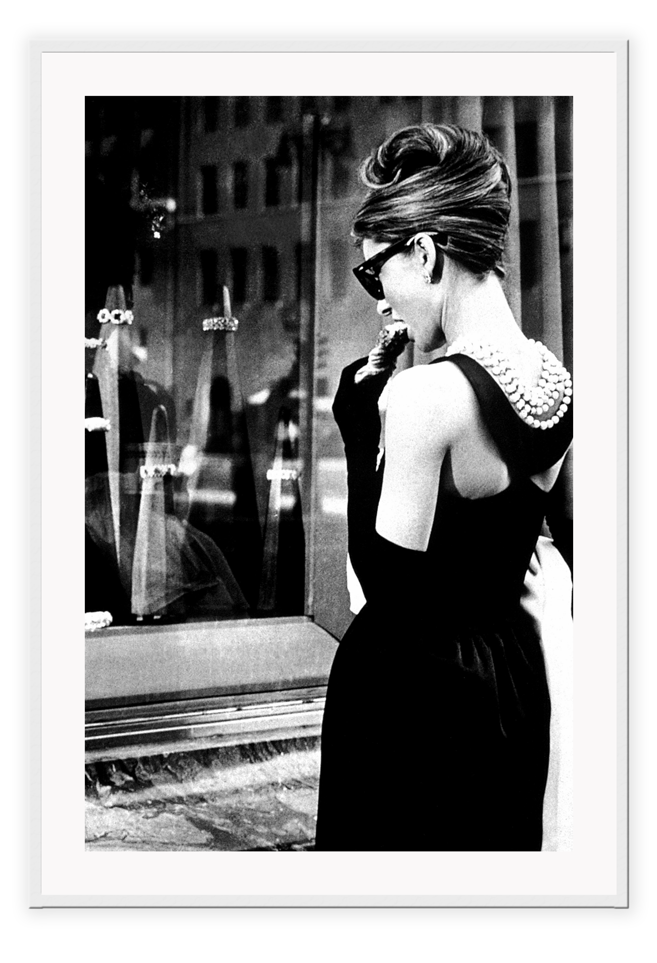 Audrey Hepburn iconic model celebrity black and white cigarette photography fashion print