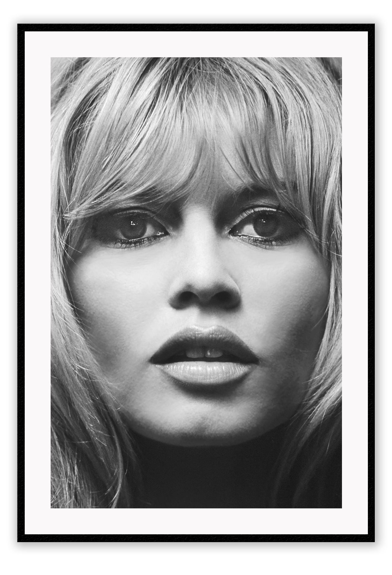 A black and white fashion wall art with iconic fashion model Brigitte Bardot.
