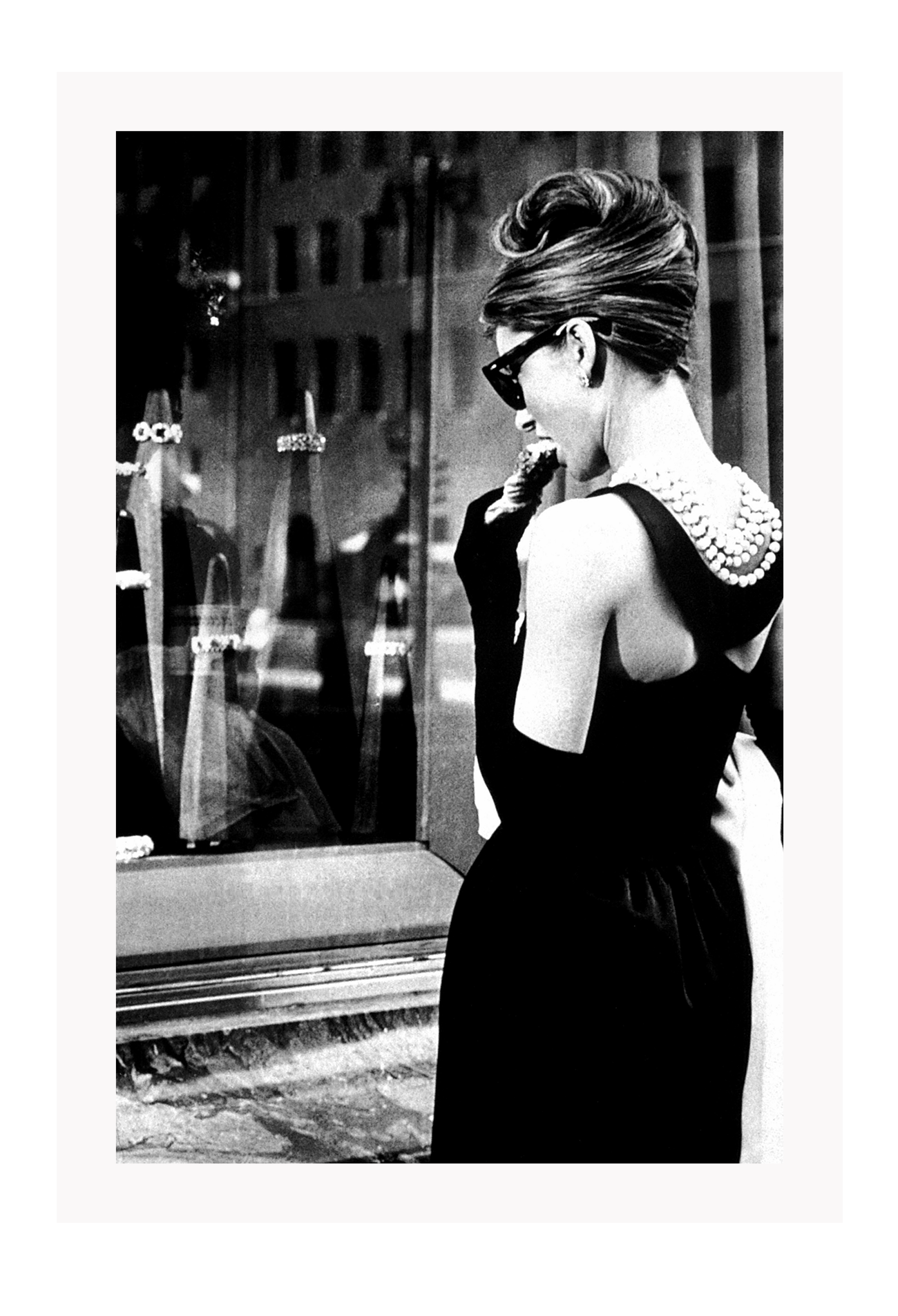 Audrey Hepburn iconic model celebrity black and white cigarette photography fashion print