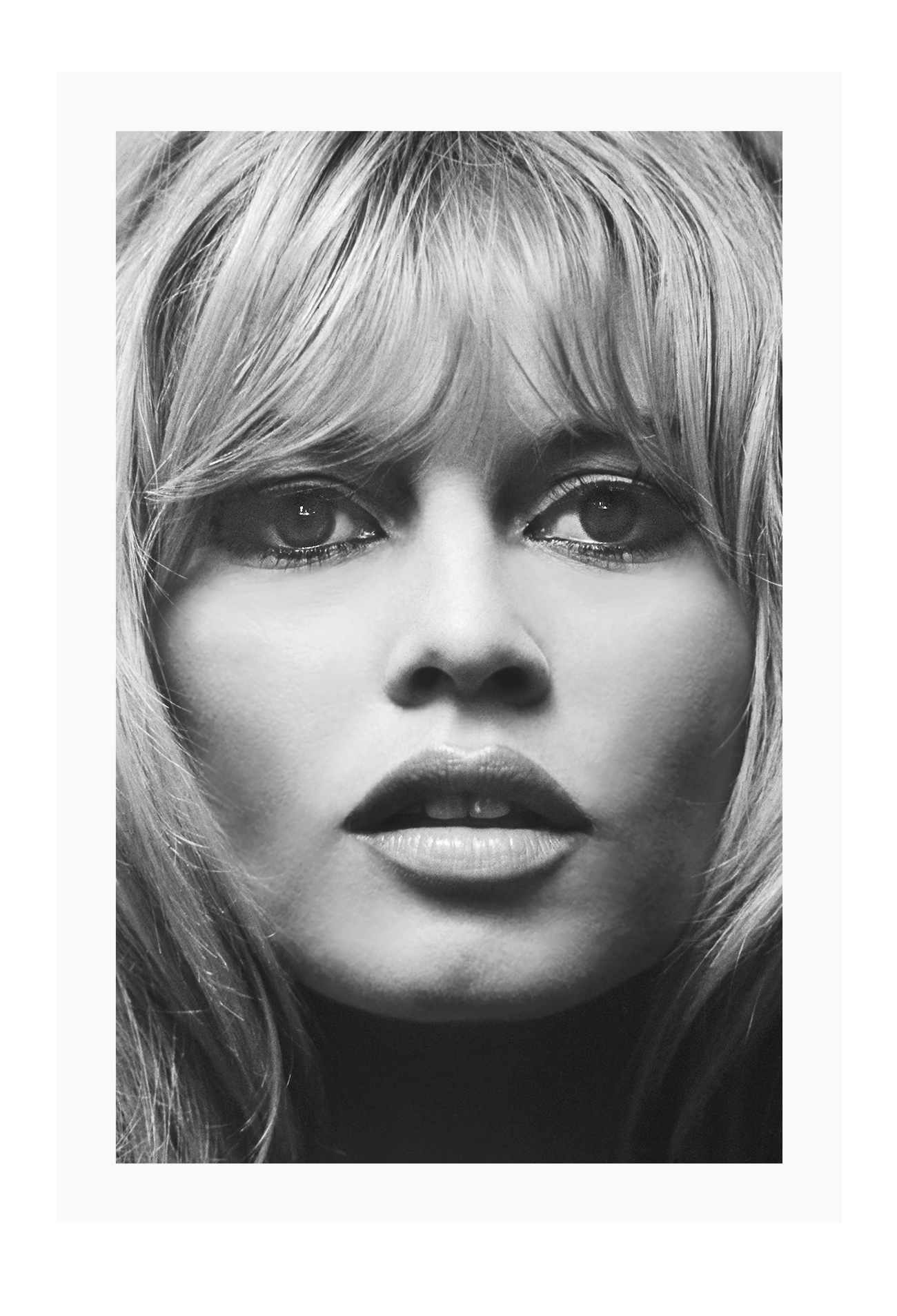 A black and white fashion wall art with iconic fashion model Brigitte Bardot.
