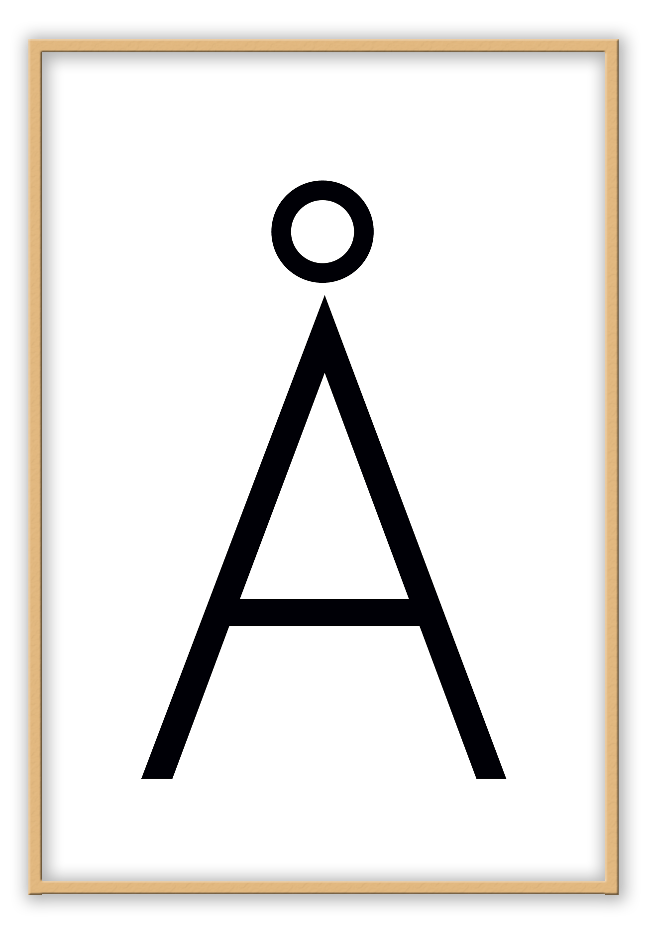 alpha A framed art print, minimal scandi black and white typography