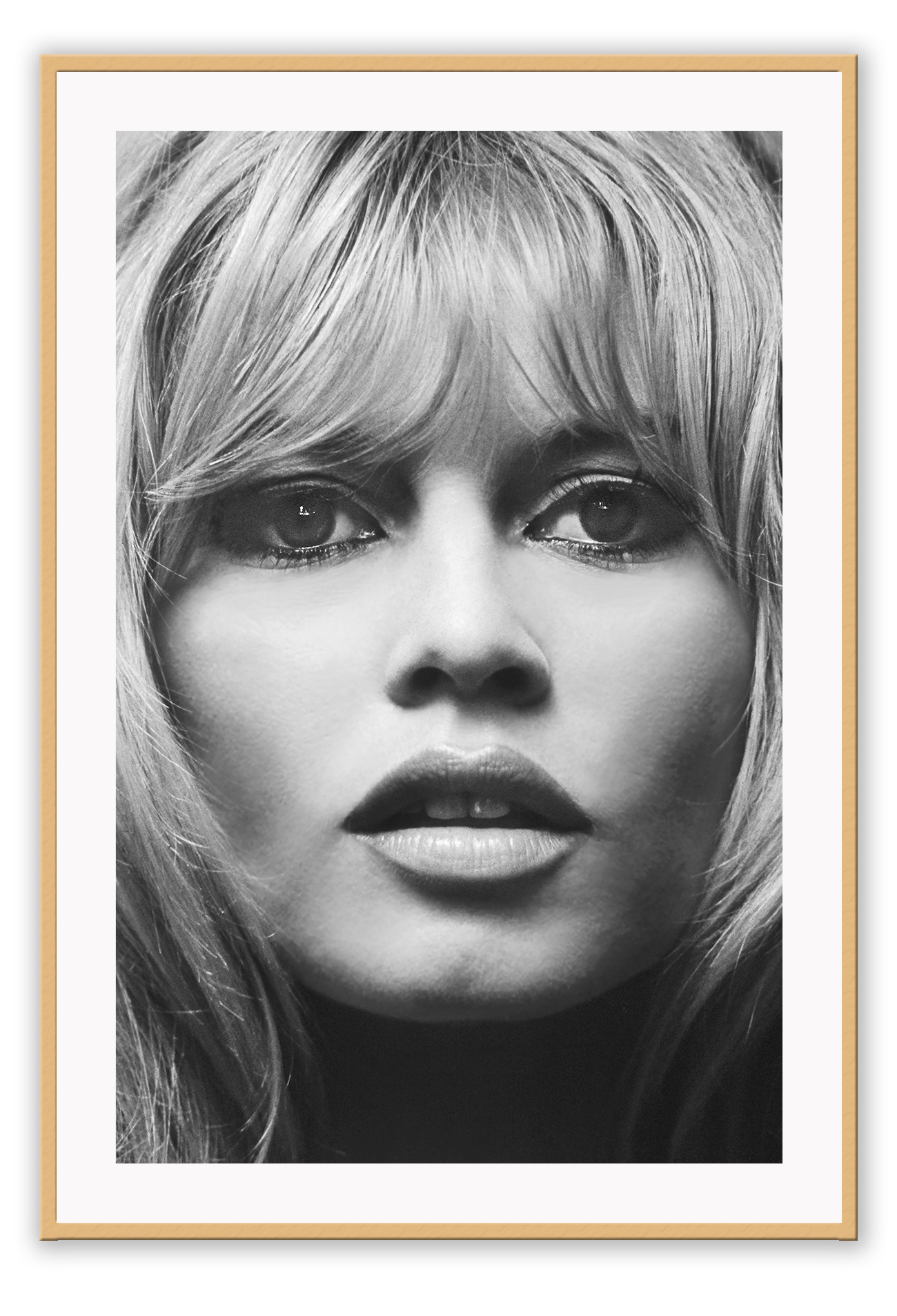 A black and white fashion wall art with iconic fashion model Brigitte Bardot.