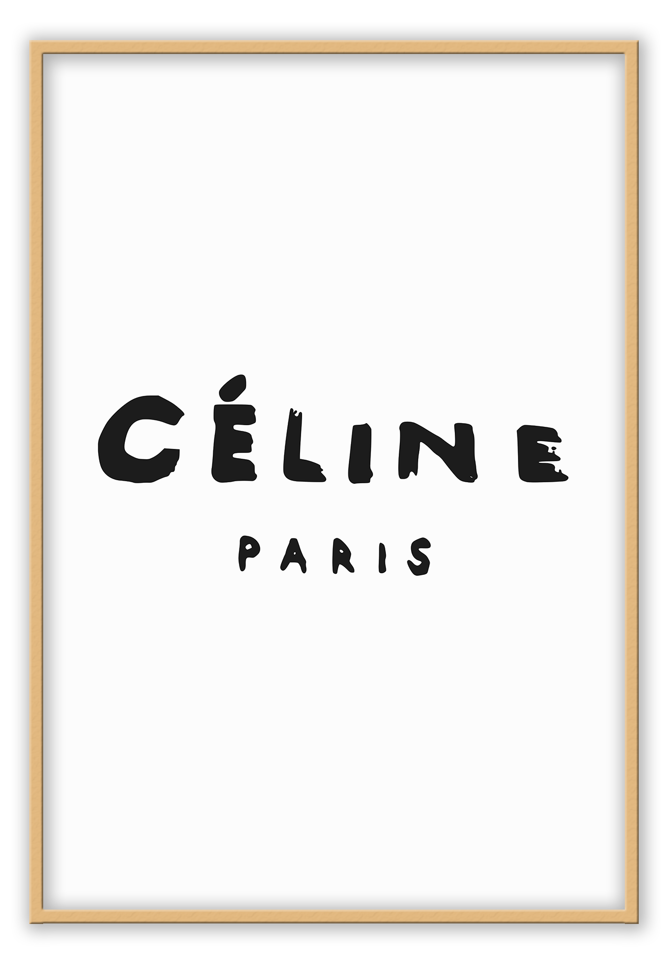 celine paris print typography fashion black text and white background.