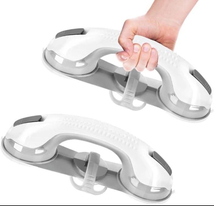 2 Pack Grab Bars for Bathtubs and Showers with 3 Suction Cups, Heavy Duty Handle Removable Bath Handrails for Seniors and Elderly, Bathroom Safety Grip No Drilling Waterproof