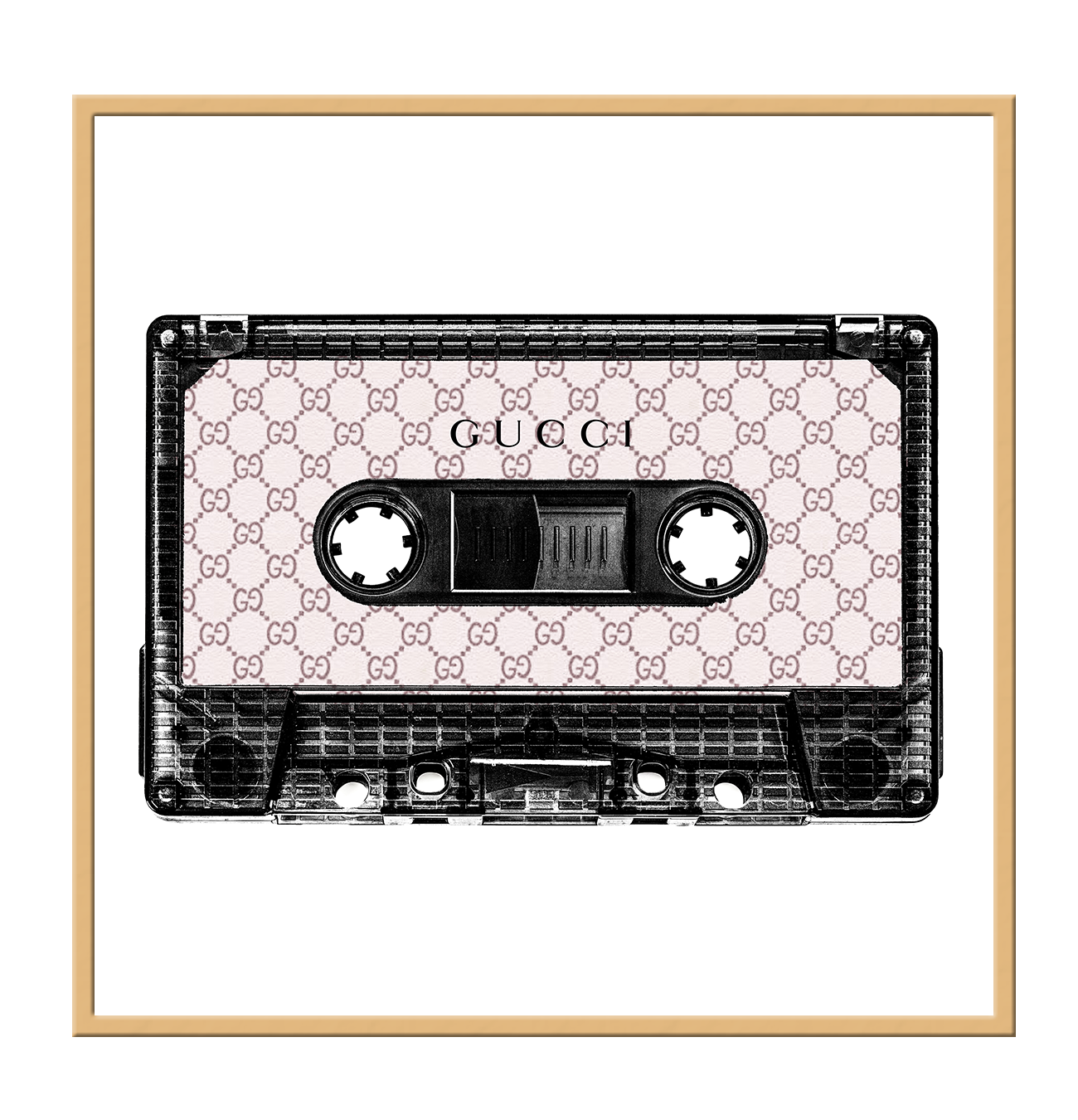 gucci cassette framed art print wall black white pink