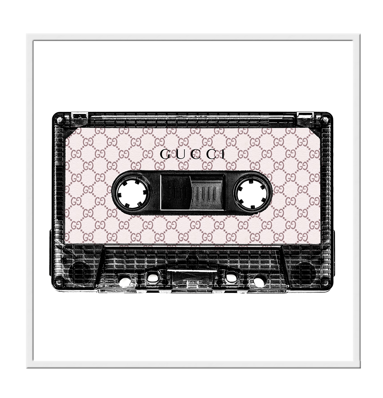 gucci cassette framed art print wall black white pink