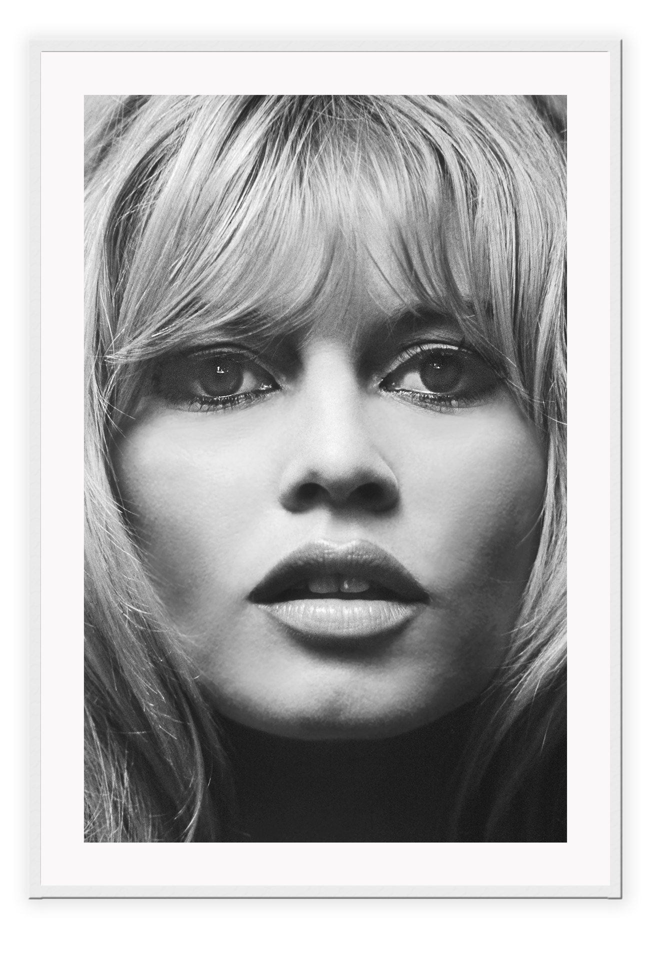 A black and white fashion wall art with iconic fashion model Brigitte Bardot.