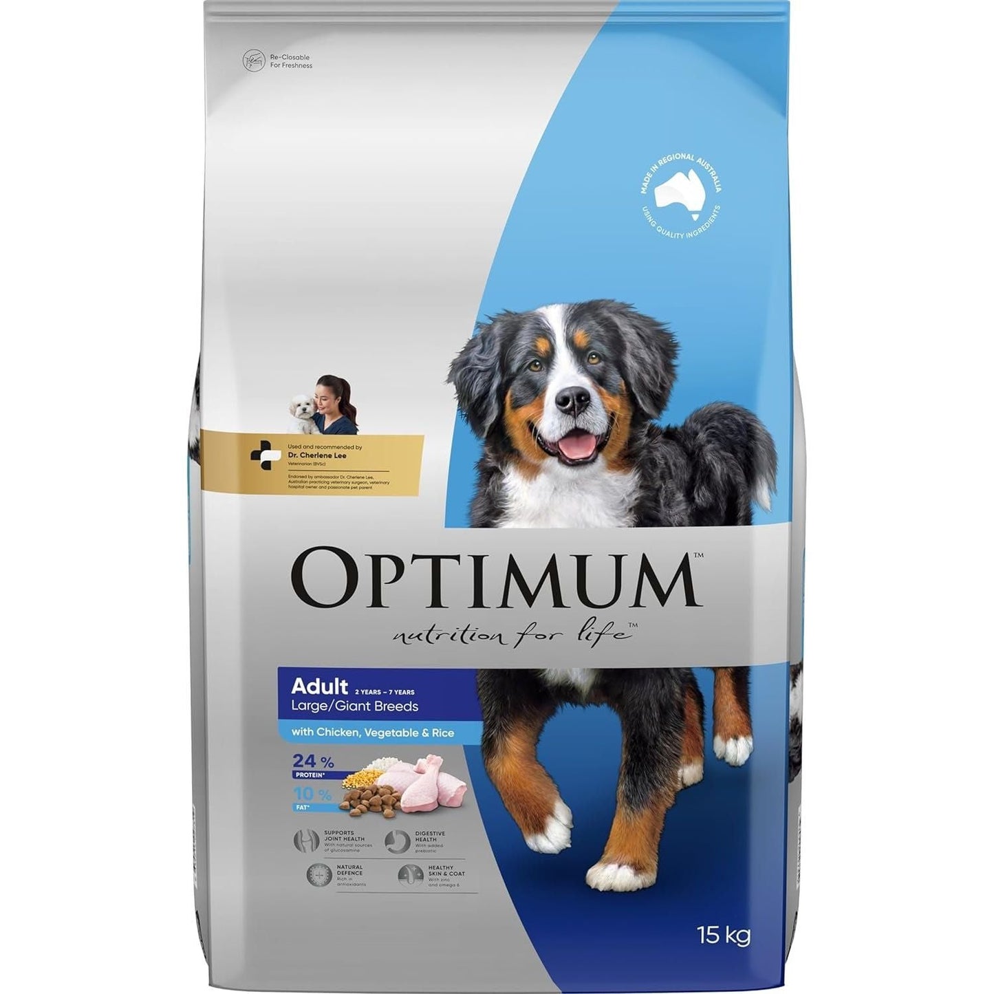 Adult Large Breed Dry Dog Food with Chicken, Vegetables & Rice 15Kg Bag