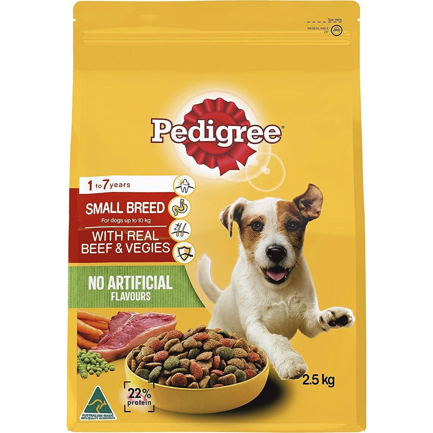 Adult Small Breed Dry Dog Food with Real Beef & Vegies 2.5Kg Bag, 4 Pack - Paws and Pats
