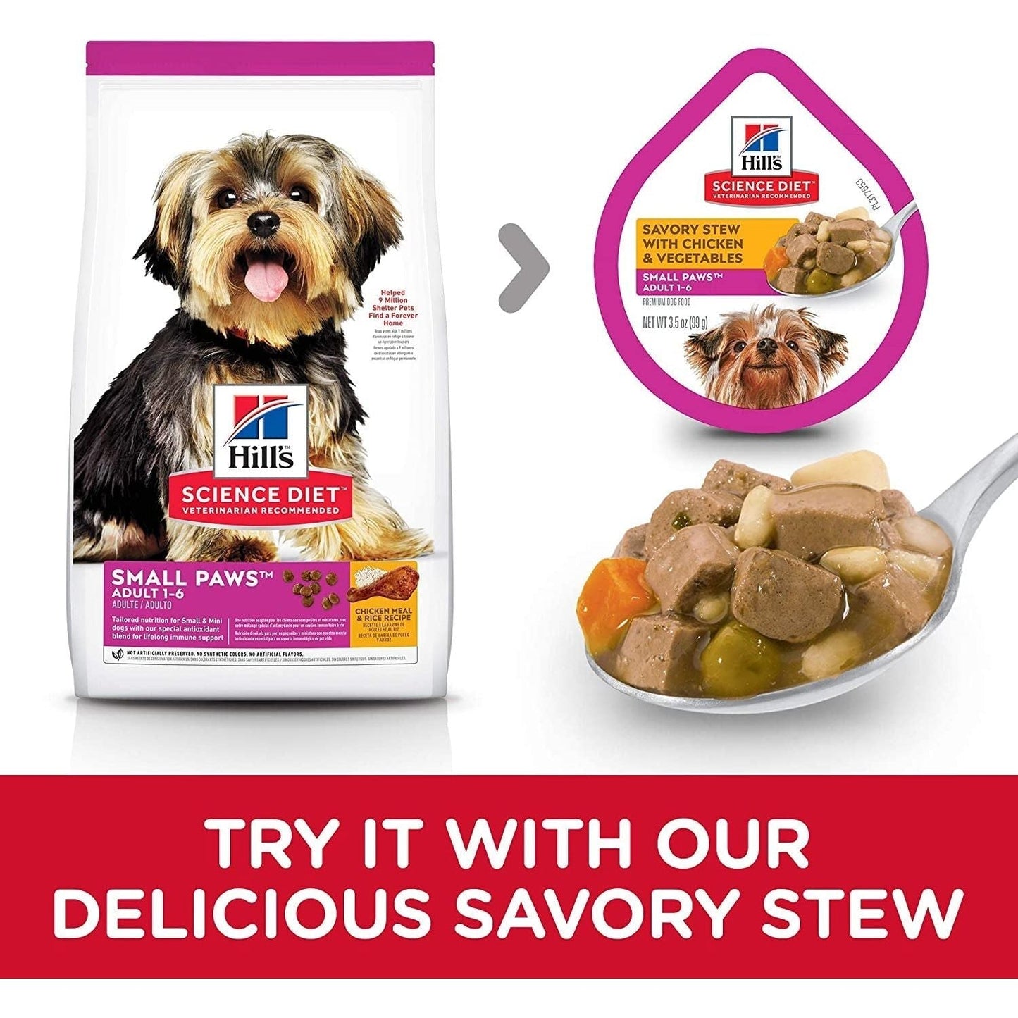 Adult Small Paws, Chicken Meal, Barley & Brown Rice Recipe, Dry Dog Food for Small & Toy Breed Dogs, 7.03Kg Bag