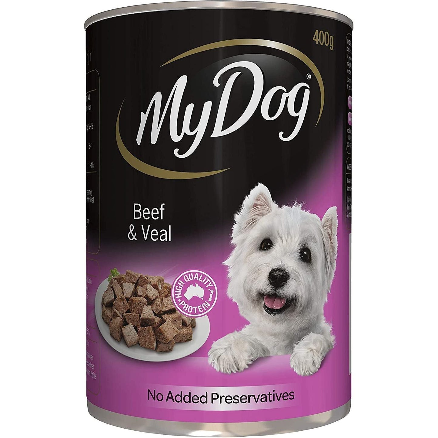 Adult Small/Medium Breed Wet Dog Food Beef & Veals 400G Can, 24 Pack