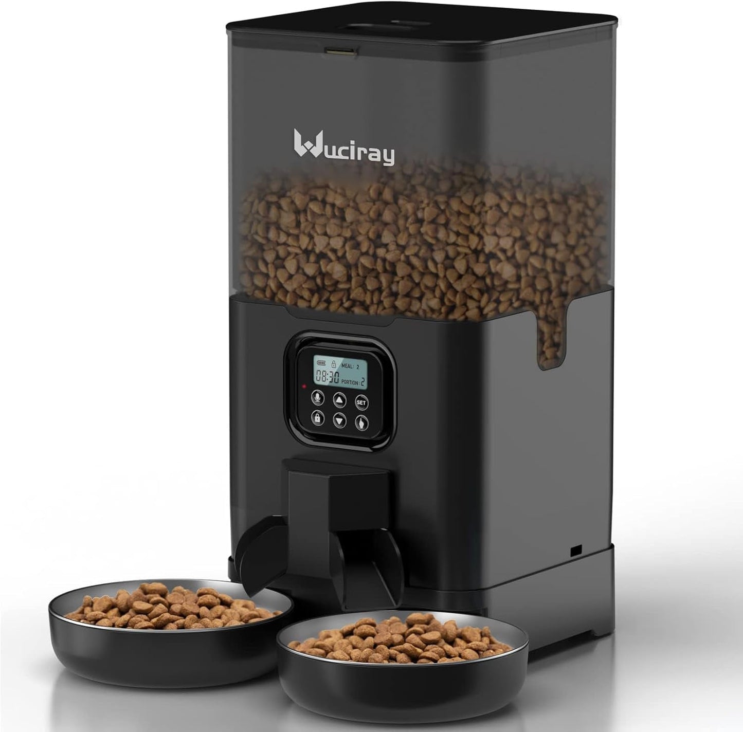 Automatic Pet Feeder, Timed Cat Food Dispenser 6L Double Dog Feeder with 2 Stainless Steel Bowls