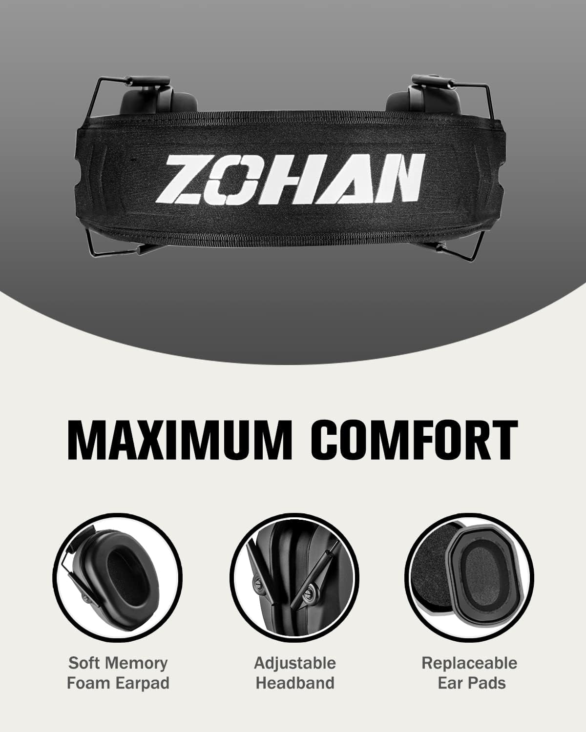 EM018 Shooting Ear Protection Noise Cancelling Safety Muffs NRR 27Db, Hearing Protection for Shooting, Hunting, Mowing
