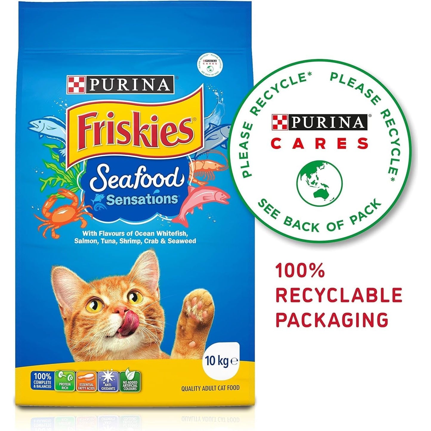 FRISKIES Adult Dry Cat Food Seafood Sensations 10Kg