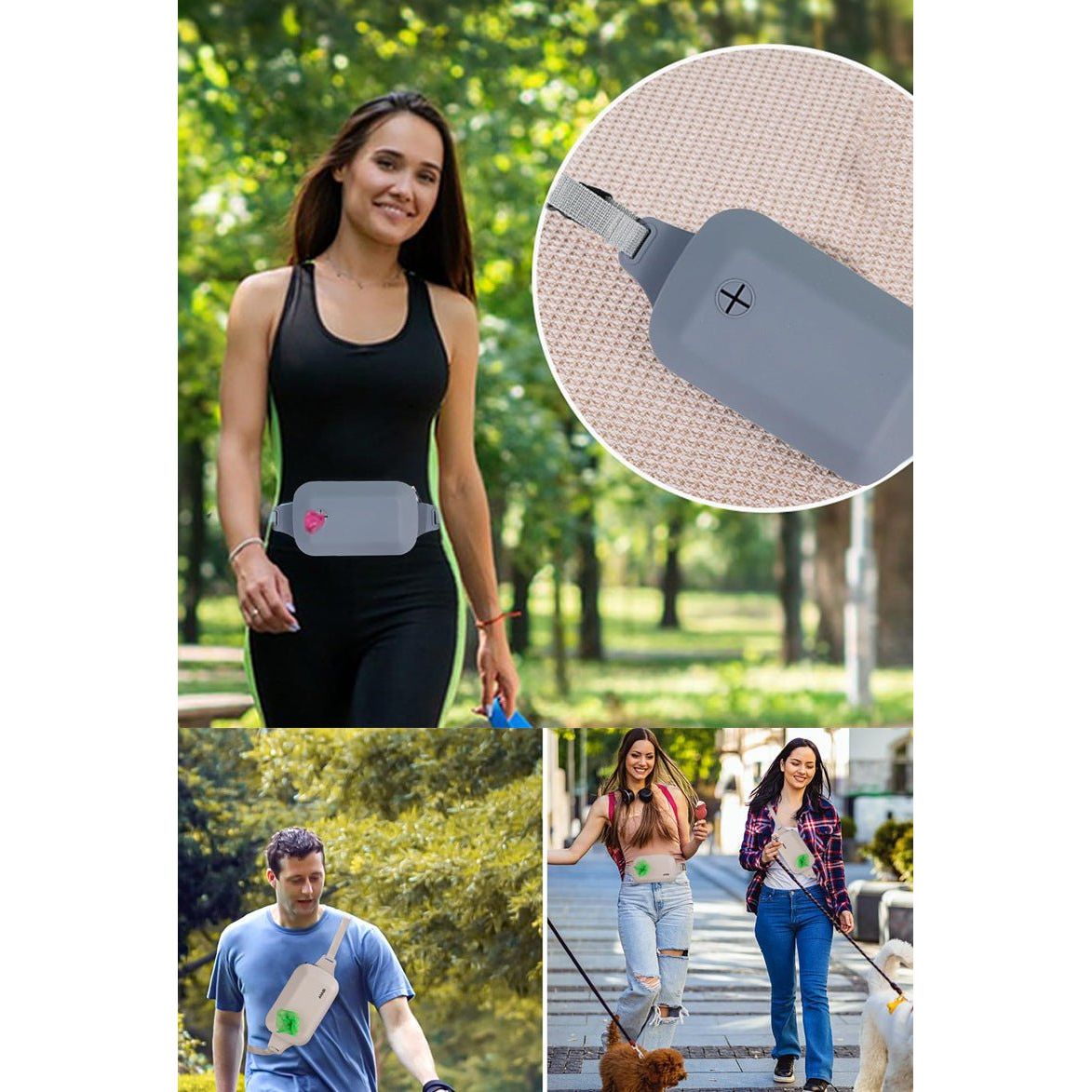 Beige Silicone Pet Treat Pouch for Dog Training - Portable Waist Bag with Waste Bag Holder