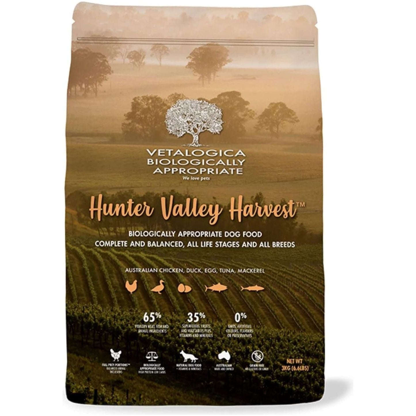 Biologically Appropriate Hunter Valley Harvest Grain Free Adult Dry Dog Food 3 Kg