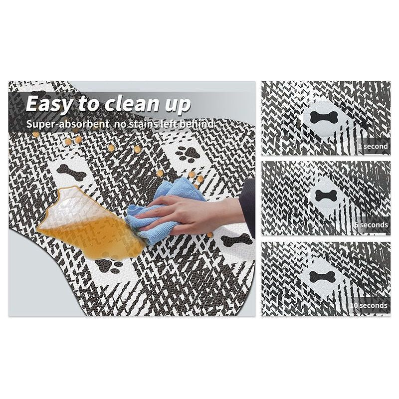 Black And White Pet Feeding Mat 45x60cm - Anti-Slip, Durable Diatom Mud Mat for Dogs and Cats, Easy to Clean