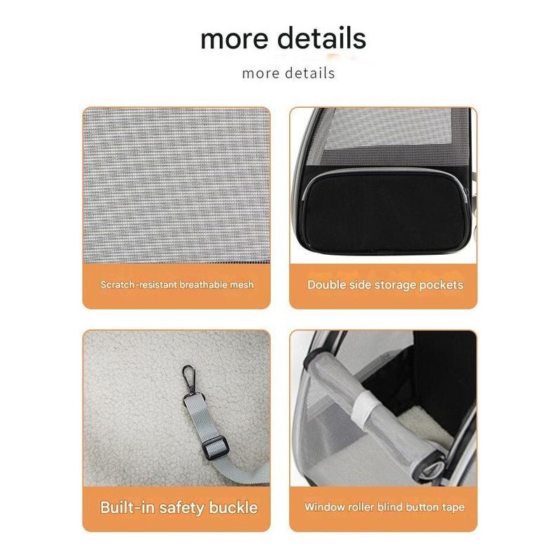 Black Foldable Pet Carrier Backpack - Breathable Mesh Travel Bag for Cats & Small Dogs